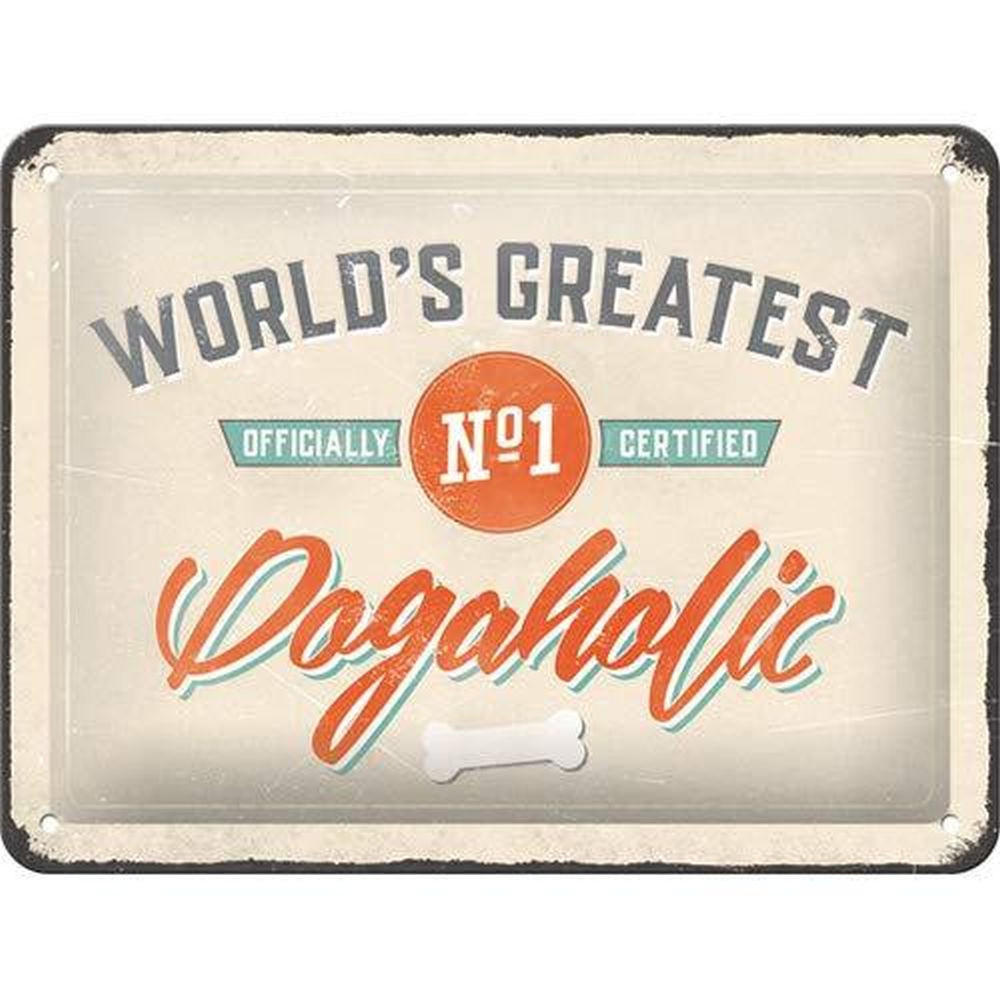 BLECHSCHILD 15/20 cm PfotenSchild Dogaholic - Multicolor, Metall (20/15/0.5cm) - Nostalgic-Art