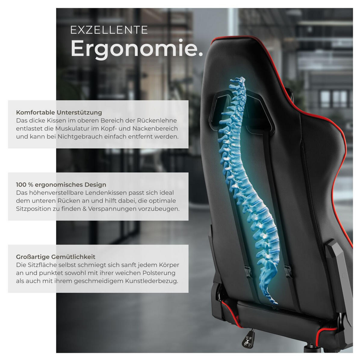 RACING-GAMINGSTUHL Twink,Belastbarkeit 120 kg,schwarz/rot - Rot/Schwarz, Textil (68/125/69cm) - tectake