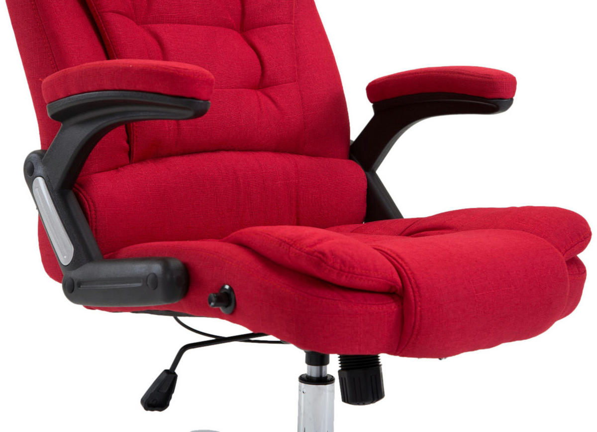 CHEFSESSEL Stoff Rot - Chromfarben/Rot, Textil/Metall (69.5/113/78cm) - CLP