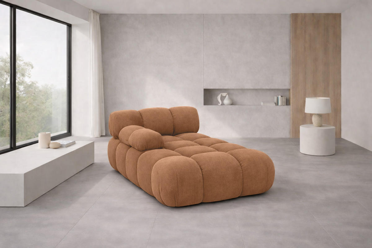 CHAISELONGUE Modular, Veloursstoff Salvador, Dunkelbeige, Links, Selia - Dunkelgrau/Beige, Holz (95/70/160cm) - Kaiser Möbel