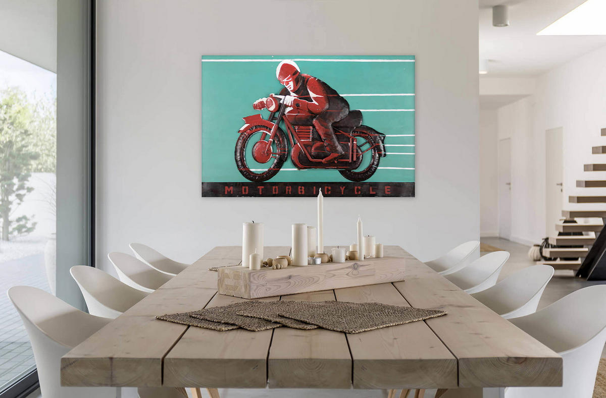 METALLBILD Rot 120/80 cm - Blau/Rot, Metall (120/80cm) - KUNSTLOFT