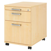 ROLLCONTAINER - mit Hängeregistratur 58/42,8/59 cm in Ahornfarben Chromgriff (Metall) - Ahornfarben, Holzwerkstoff (42.8/59/58cm) - bümö