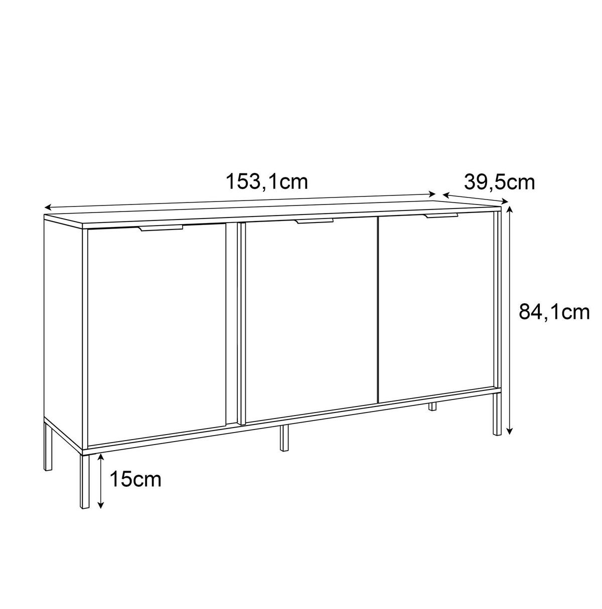 KOMMODE LARETTO 153 cm 3D anthrazit - Schwarz, Holzwerkstoff (153/81.4/40cm) - Lookway