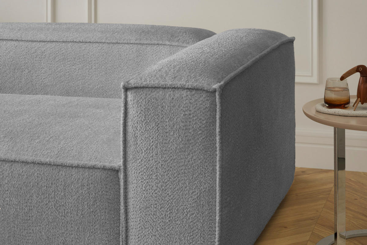 ECKSOFA CARMO Grau Flachgewebe - Schwarz/Grau, Kunststoff/Textil (306/191cm) - KAWOLA