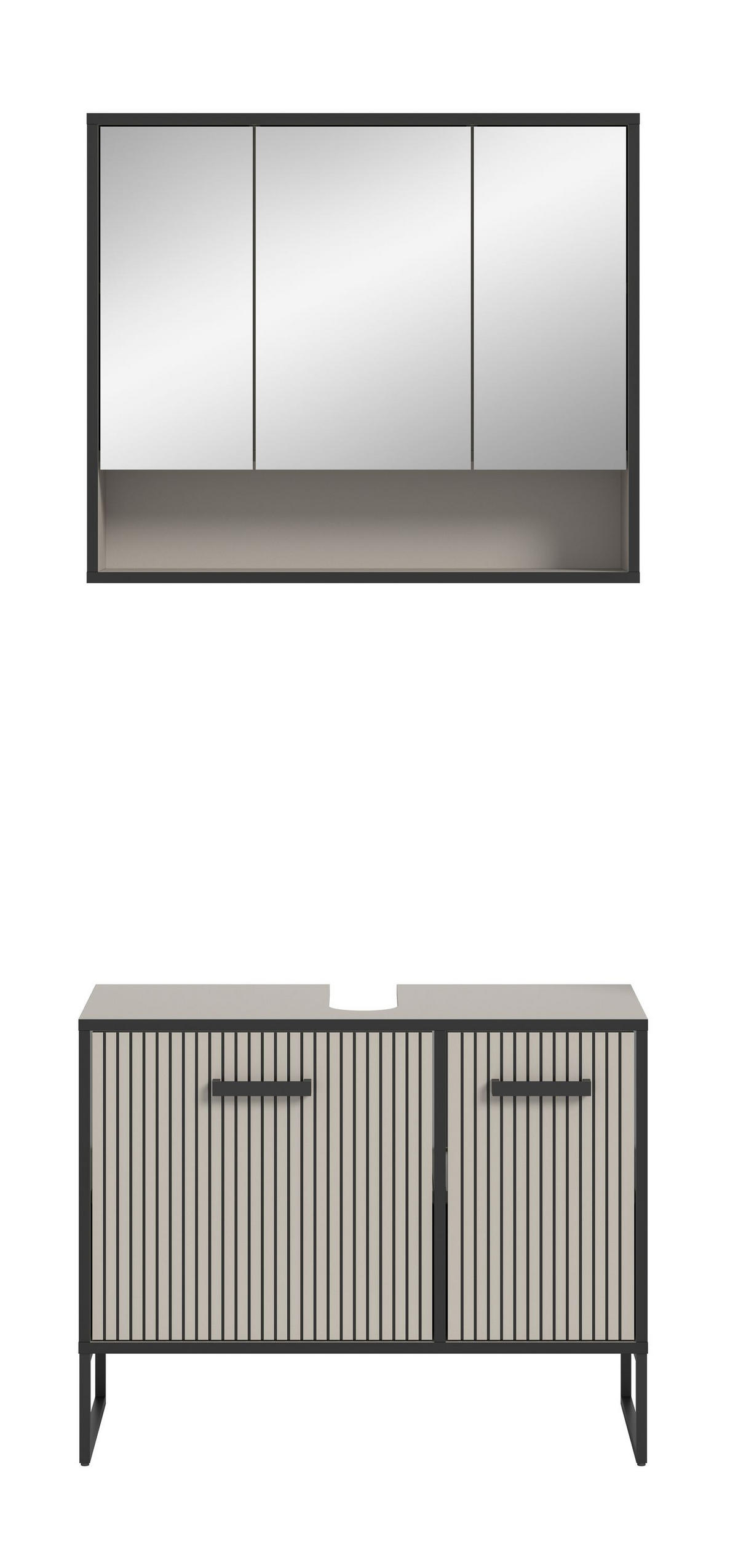 BADKOMBINATION Bagno 80x192x36 cm Kaschmir Schwarz 2tlg. - Kaschmir, Holzwerkstoff (80/192/36cm)