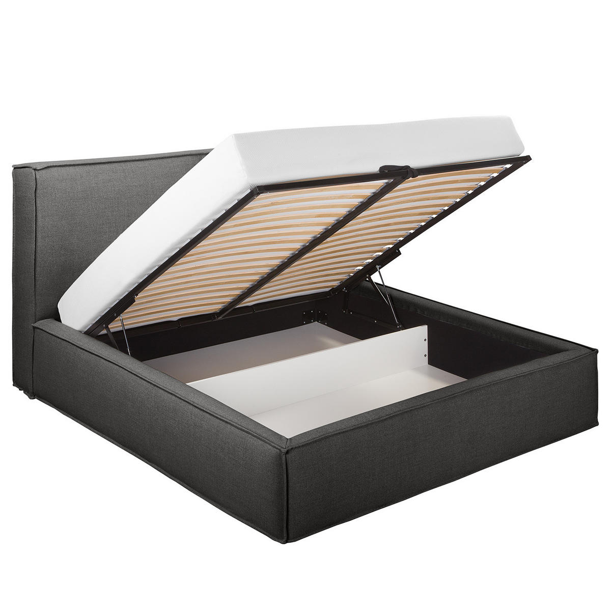 POLSTERBETT - Anthrazit, Textil (220/200cm) - home24