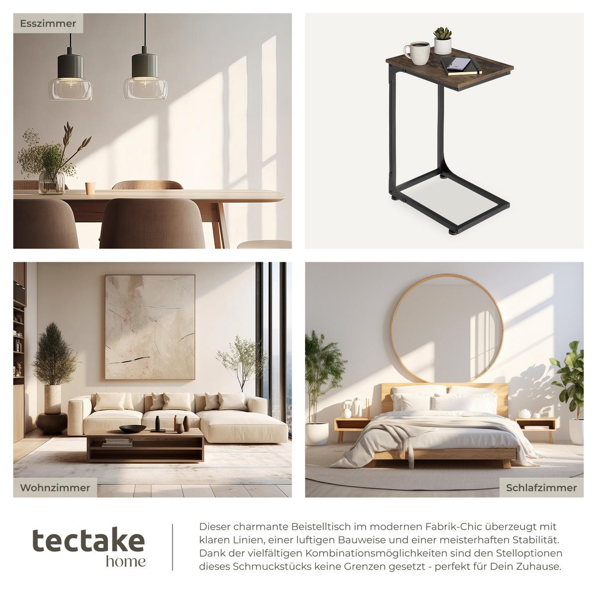 BEISTELLTISCH Erie,40 x 30 x 63 cm,Industrial Holz dunkel, rustikal - Rostfarben, Holzwerkstoff (40/30/63cm) - tectake