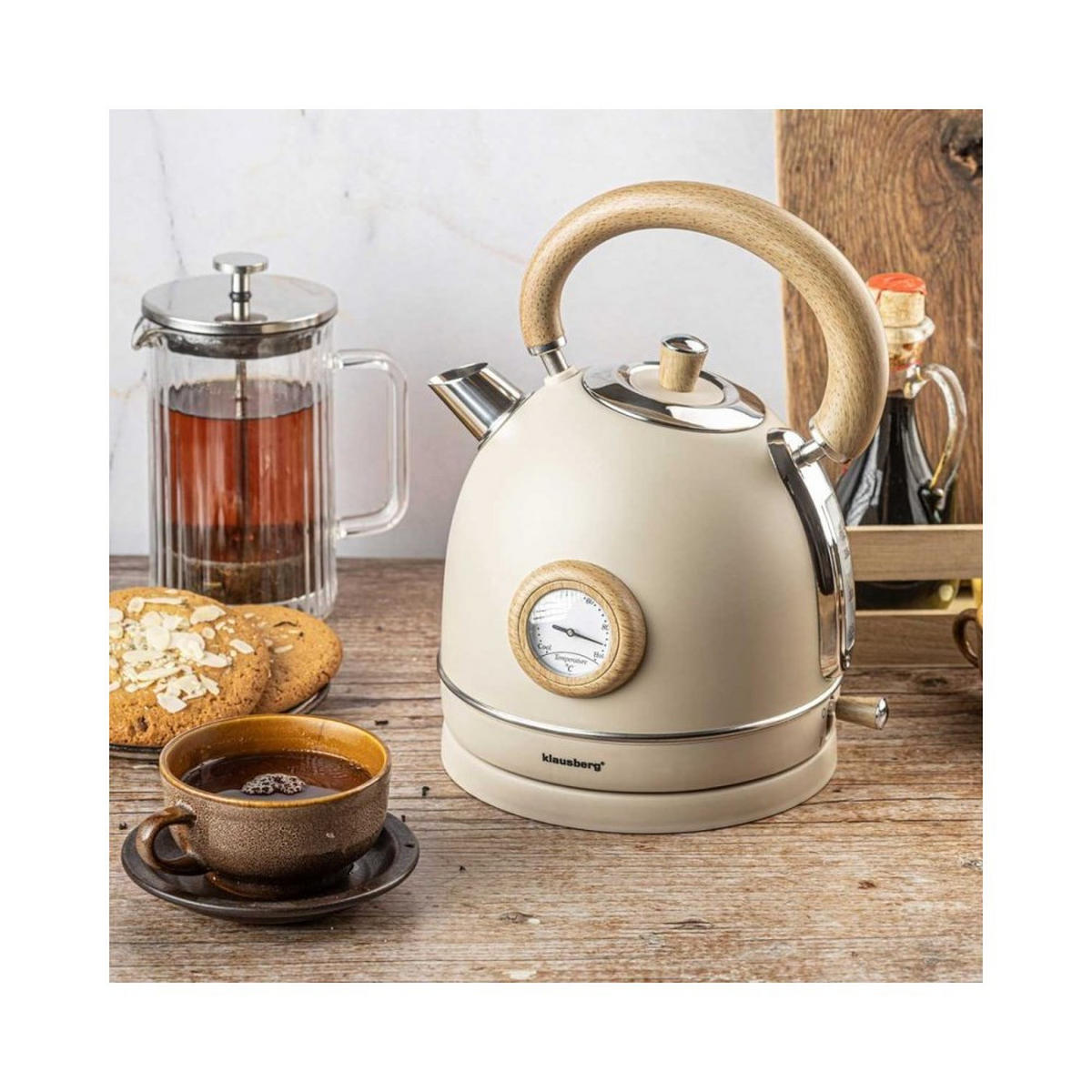 WASSERKOCHER ELEKTRISCH Creme 22/18/25 cm KB7906 - Creme, Metall (18/25/22cm) - Klausberg 