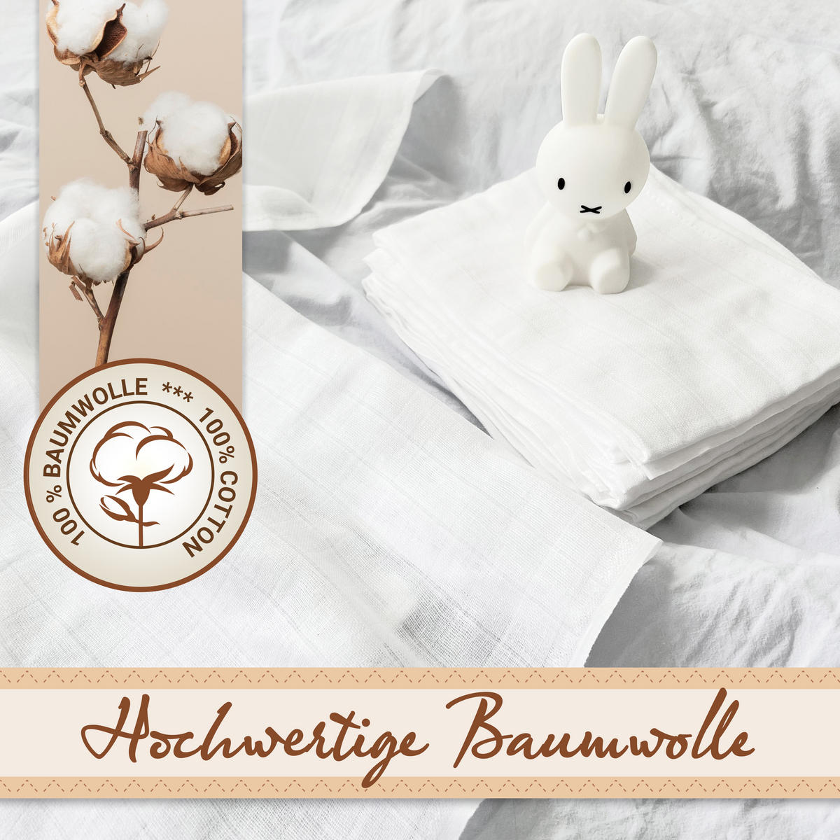 SPUCKTÜCHER, 10er-Set, 70x70 cm, 100% Baumwolle, Weiß - Weiß, Textil (70/70cm) - Zollner