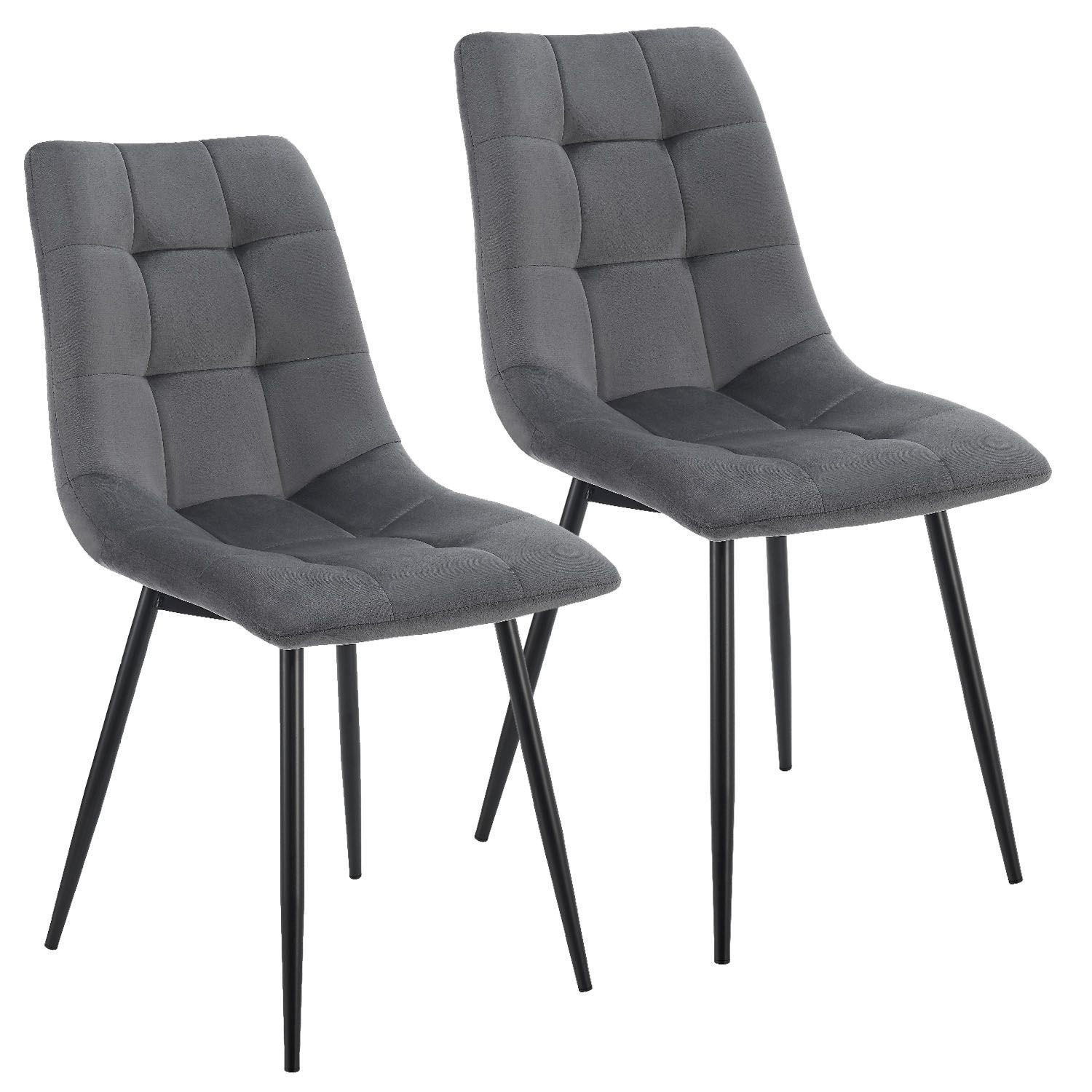 ESSZIMMERSTUHL Blanca Samt dunkelgrau (2er Set) - Dunkelgrau, Textil (46/90/61cm) - Juskys