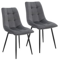 ESSZIMMERSTUHL Blanca Samt dunkelgrau (2er Set) - Dunkelgrau, Textil (46/90/61cm) - Juskys