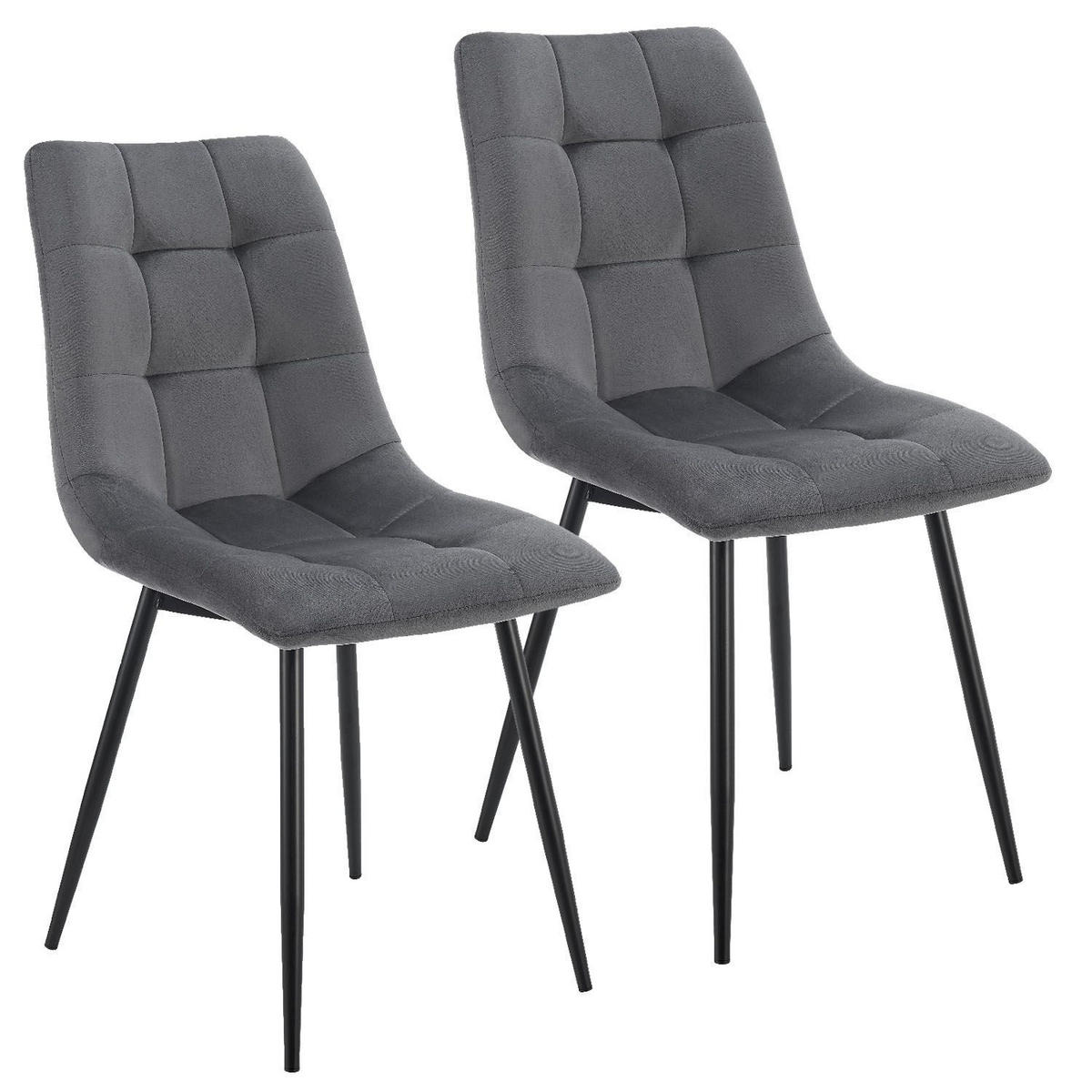 ESSZIMMERSTUHL Blanca Samt dunkelgrau (2er Set) - Dunkelgrau, Textil (46/90/61cm) - Juskys