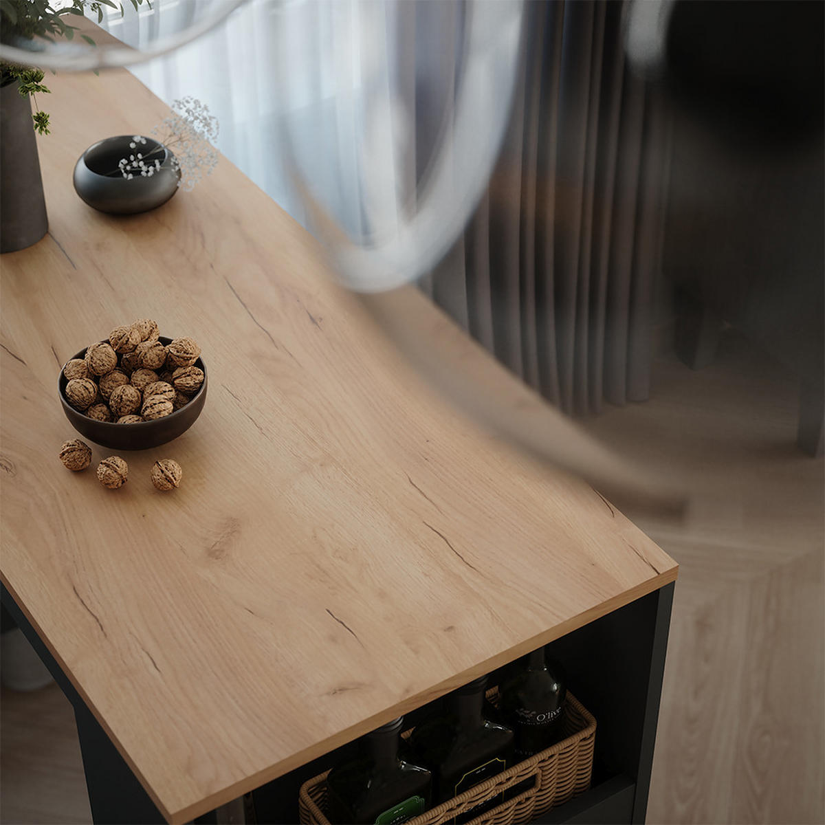 BAROVÝ STŮL Repose Zlatý dub power/antracit - medově dubová/antracitová, kompozitní dřevo (110/45/106cm) - Vicco