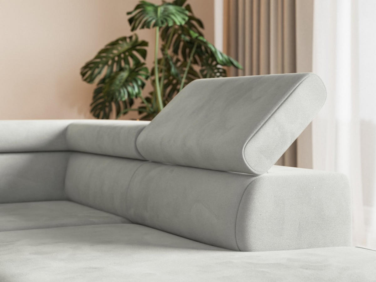 ECKSOFA Grau ALEX Mit Verstellbaren Kopfstützen Links - Grau, Textil (274/203cm) - Sepro Meble
