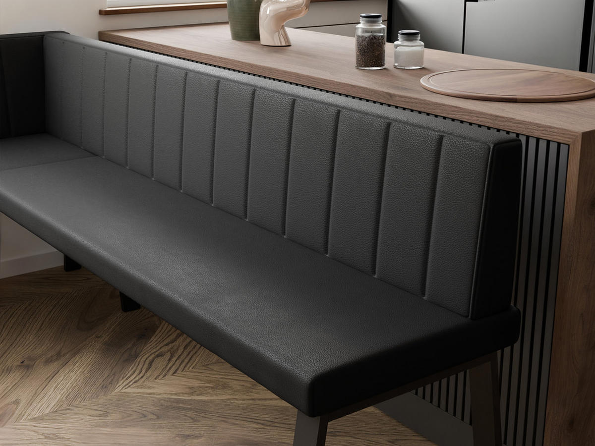 ECKBANK links MONO Y Kunstleder gesteppt, 128/168 cm Schwarz - Schwarz, Kunststoff/Textil (128/168cm) - Idohome