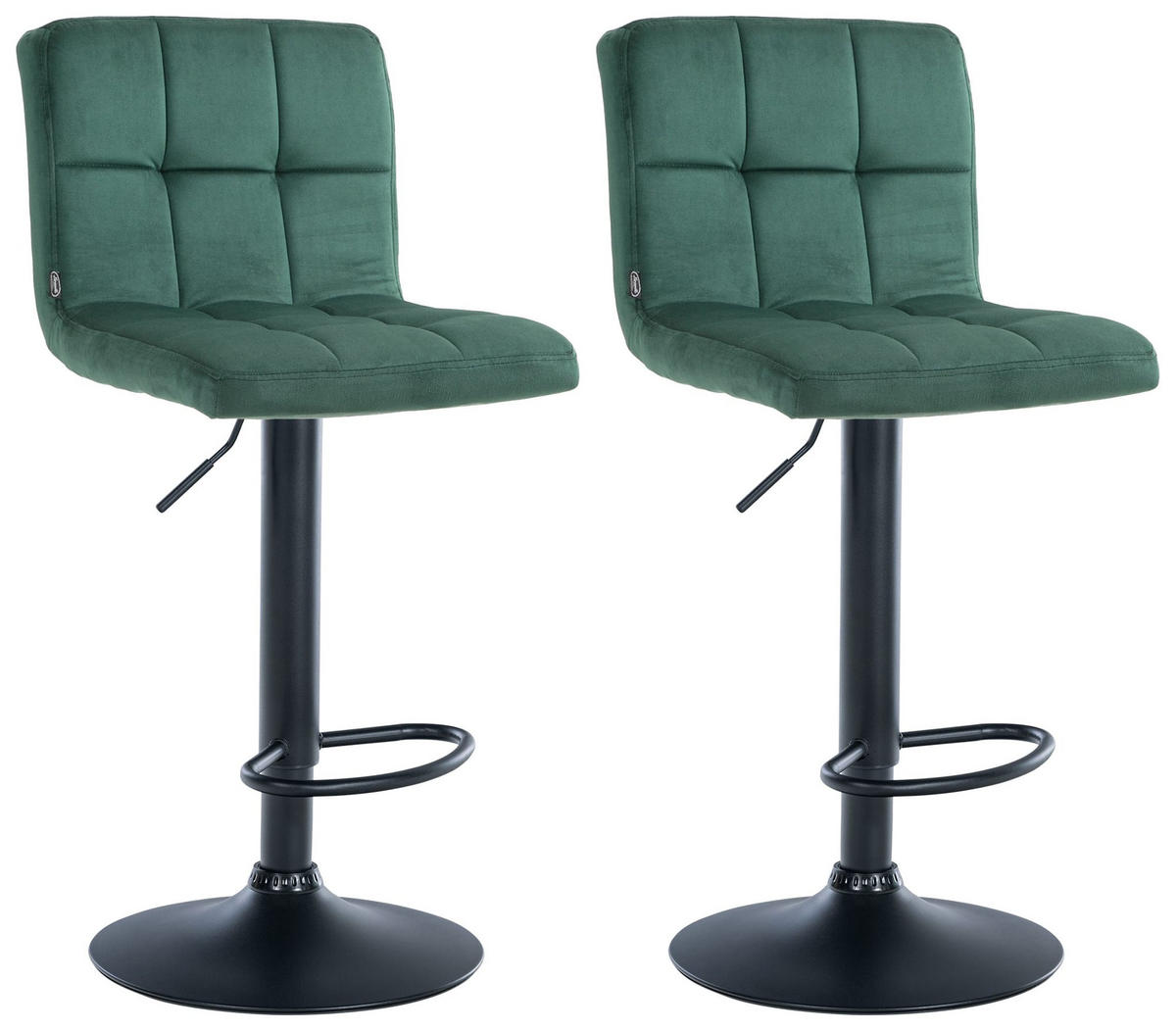BARHOCKER 2er Set Samt grün - Schwarz/Grün, Textil/Metall (46/94/47cm) - CLP
