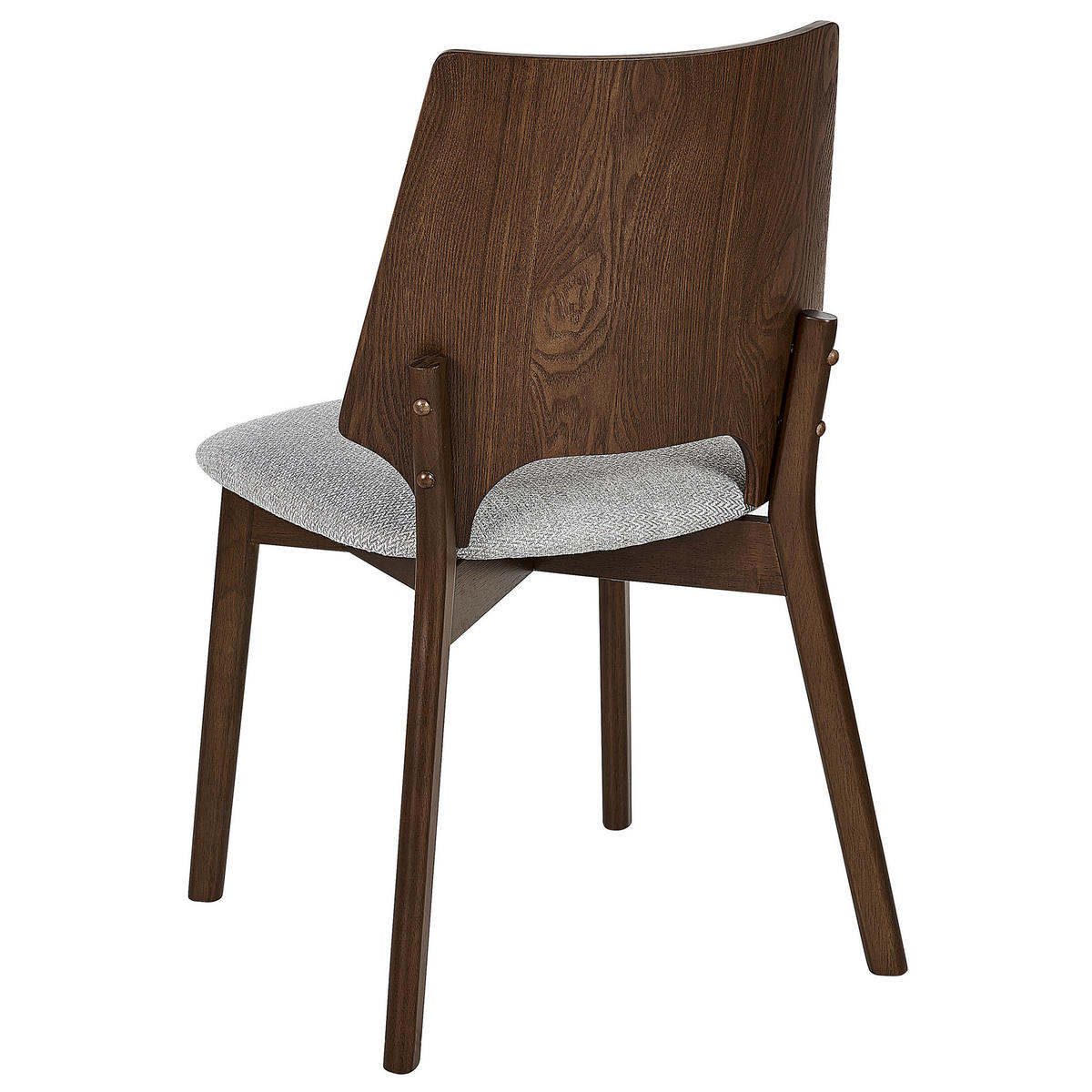 ESSZIMMERSTUHL 2er-Set Holzwerkstoff Dunkler Holzfarbton/Hellgrau Abee - Dunkelbraun, Holz/Textil (47/88/46cm) - Beliani