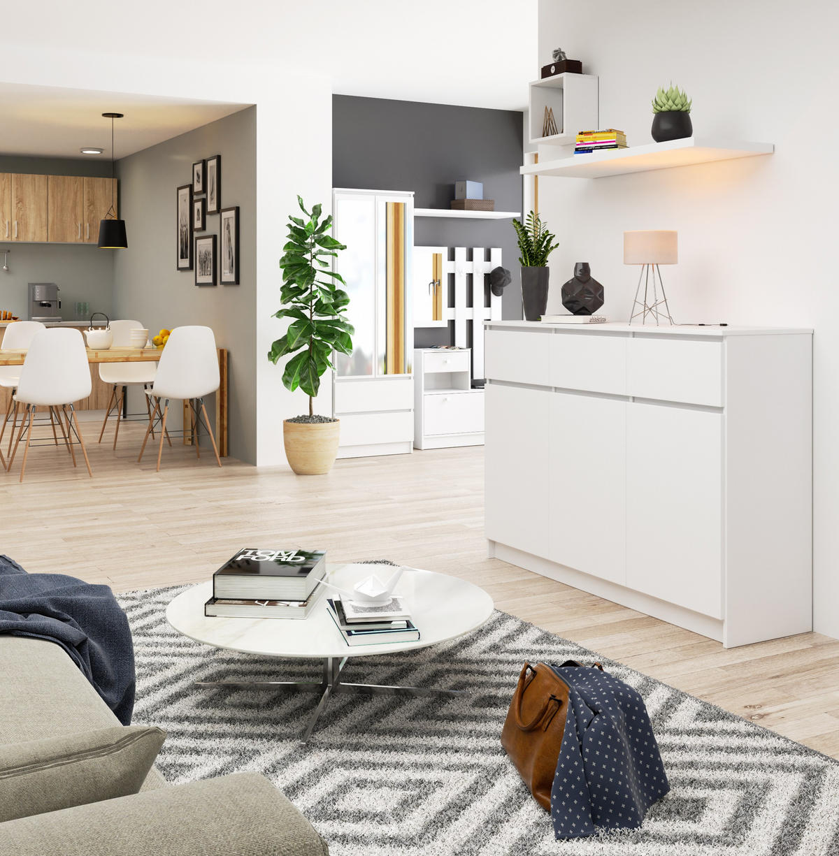 KOMMODE Weiß 99/138/40 - Weiß, Holzwerkstoff (138/99/40cm) - RAUMHIRSCH FURNITURE