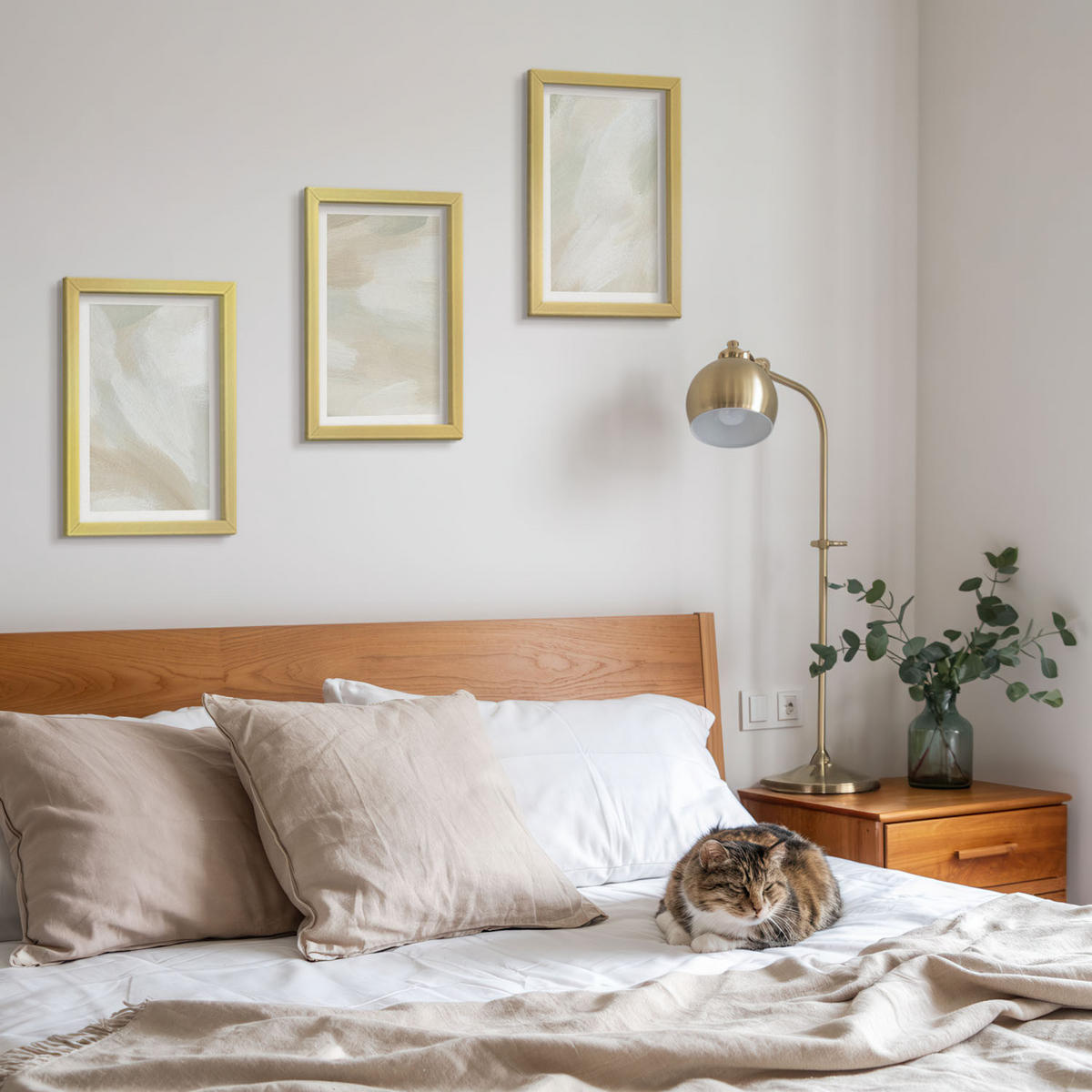 WANDBILDER 3er Set - 20x30 cm Goldrahmen - Minimalismus der Farbstruktur - Goldfarben, Kunststoff (20/30cm) - ArtPrintCave