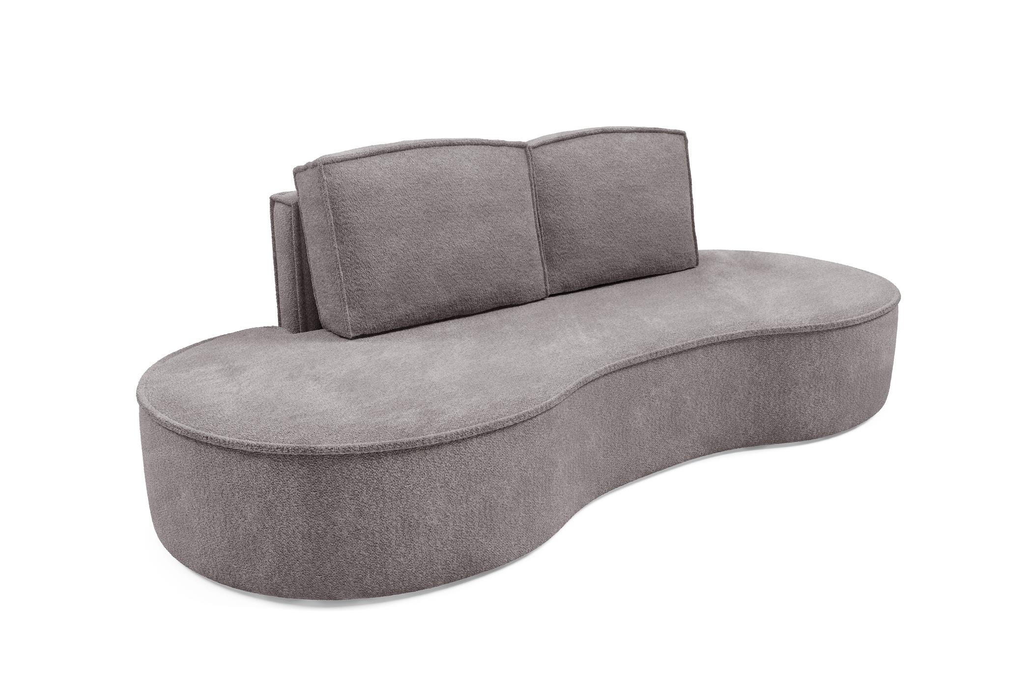 SOFA Flow Grau, mit Kissen in Abriamo Stoff - Grau, Holzwerkstoff (234/88/101cm) - Bettso