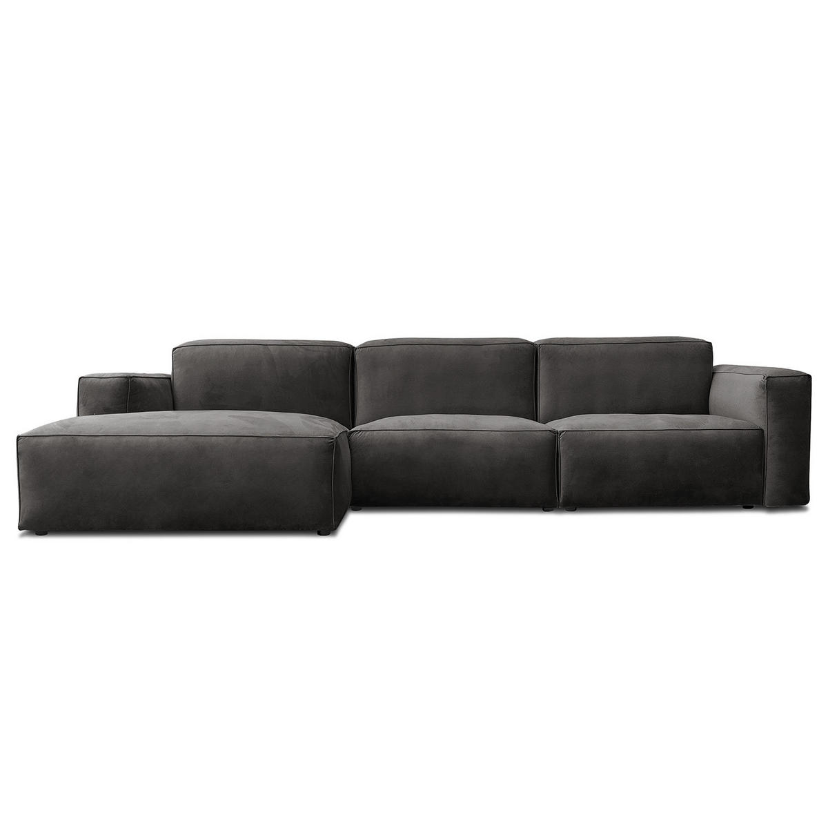 ECKSOFA mit Longchair - Schwarz/Grau, Kunststoff/Textil (345/170cm) - home24