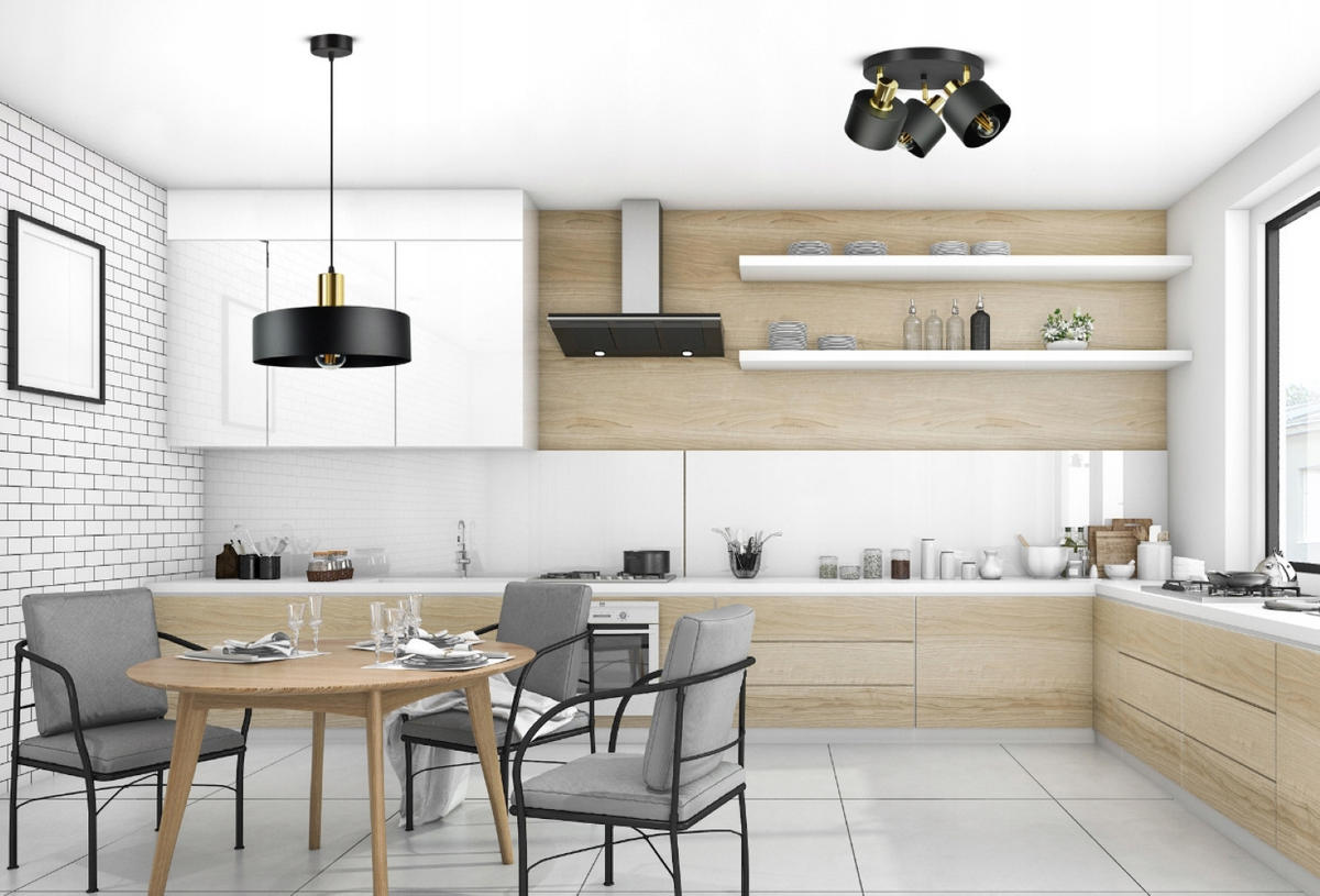 PENDELLEUCHTE BLACKSPOT - Goldfarben/Schwarz, Metall (30/30/100cm) - kiki design