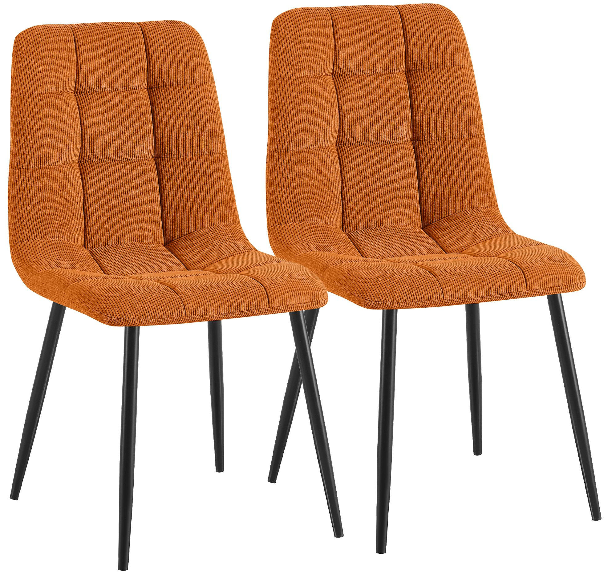 ESSZIMMERSTUHL 2 Cord Orange - Schwarz/Orange, Textil/Metall (45/84/55cm) - CLP