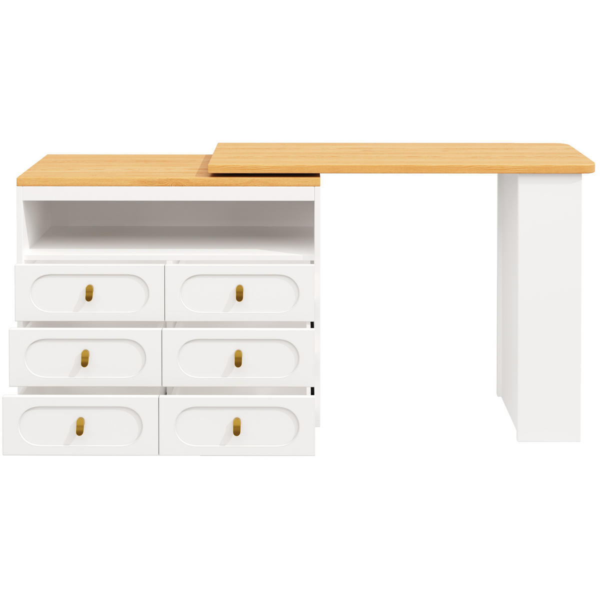 BARTISCH 137-203/39/90 cm in Weiß mit Stauraum und 360° Drehfunktion - Weiß, Holzwerkstoff (39/203/92cm) - BEAOK