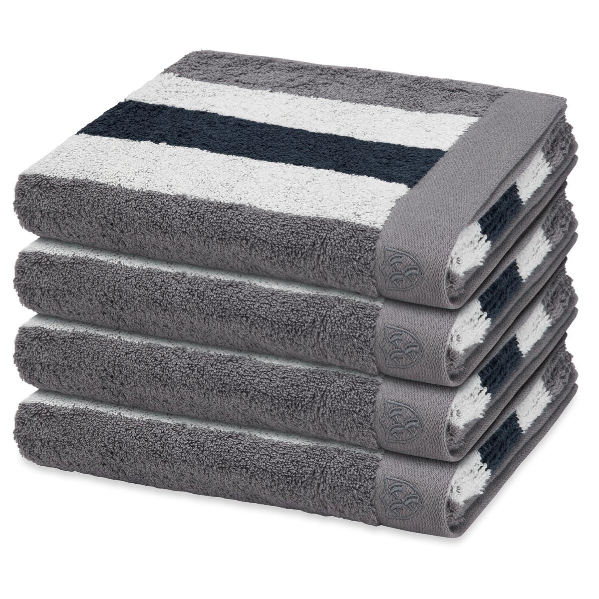 HANDTUCH Doubleface Stripes 4er-Set - Grau, Textil (50/100cm) - Ross