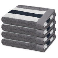 HANDTUCH Doubleface Stripes 4er-Set - Grau, Textil (50/100cm) - Ross