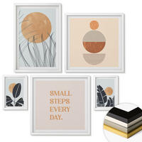 WANDBILDER 5er-Set - 50x50 cm & 20x30 cm & 40x60 cm Weißer Rahmen - Waldnebel, Fluss, Gewächshauspflanzen - Weiß, Kunststoff (40/60cm) - ArtPrintCave