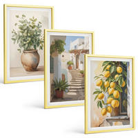 BILDER SET 3er Set - 40x60 cm Goldrahmen - Zitronenblumen im Topf, Straßen - Goldfarben, Kunststoff (40/60cm) - TULUP