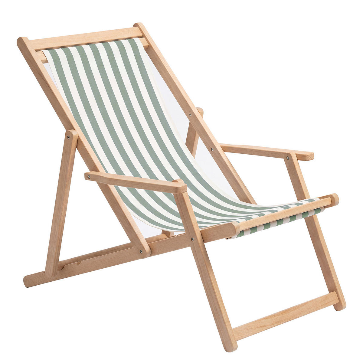 LIEGESTUHL - Akazie massiv / Webstoff - Salbeigrün, Holz/Textil (63/88/102cm) - home24