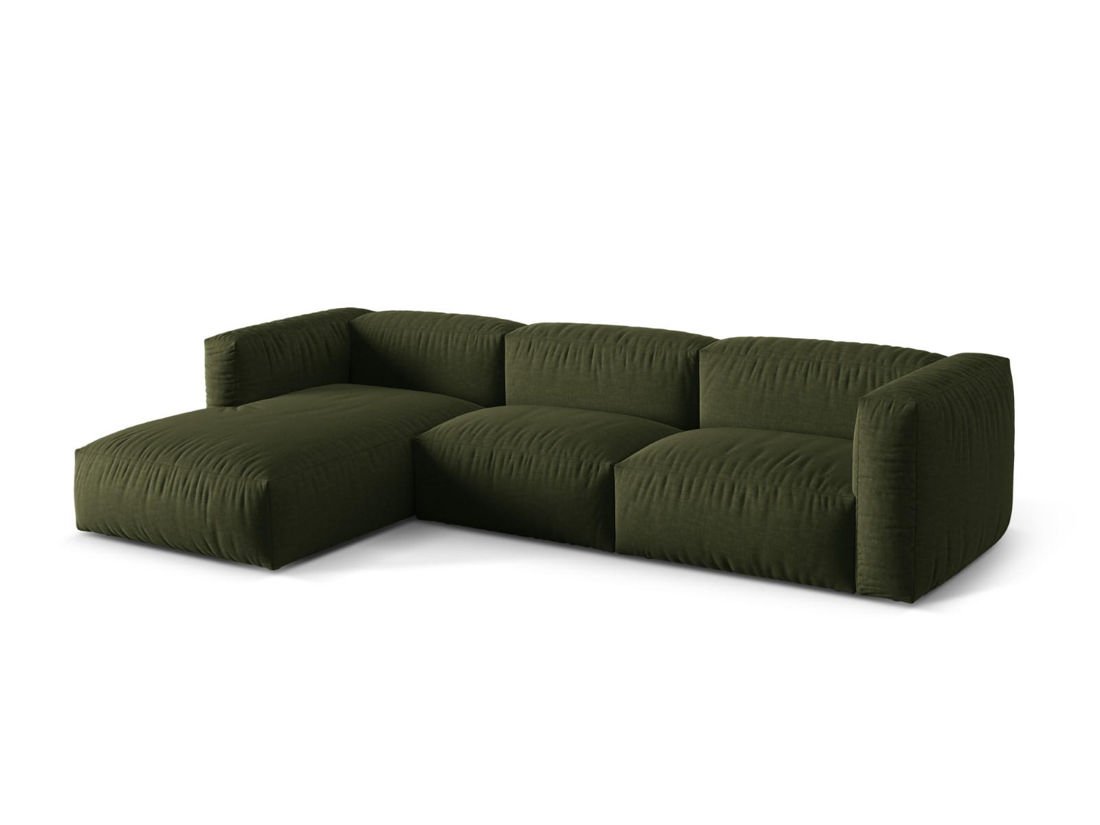 ECKSOFA modular links Martina aus strukturiertem Stoff grün 3 Sitzplätze - Grün, Textil (176/332cm) - Micadoni