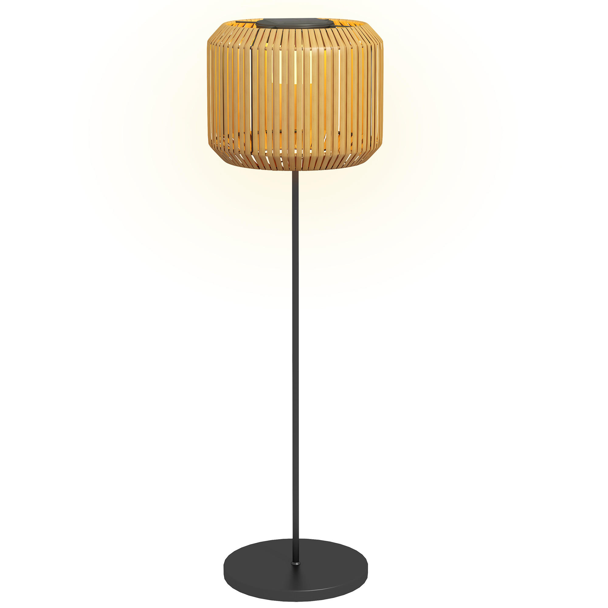 RATTAN Solarlampe, Wegleuchte mit Warmweißem LED Licht, Lichtsensor, Stahl, Gelb - Gelb, Kunststoff (34/34/130cm) - Outsunny