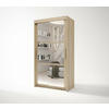 SCHIEBETÜRENSCHRANK BORA, 2-türig Kleiderschrank mit 1 Spiegel, Moderne Garderobe, Schrank in Größe: 100 x 216 x 60 cm - Braun, Holzwerkstoff (100/216/60cm) - O-Sofa