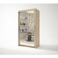 SCHIEBETÜRENSCHRANK BORA, 2-türig Kleiderschrank mit 1 Spiegel, Moderne Garderobe, Schrank in Größe: 100 x 216 x 60 cm - Braun, Holzwerkstoff (100/216/60cm) - O-Sofa