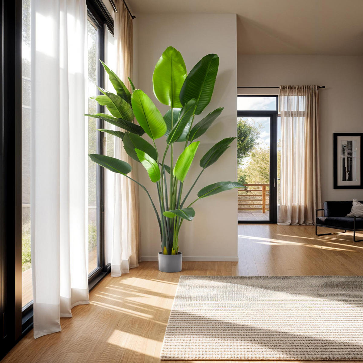 KÜNSTLICHER-PARADIESVOGELBAUM Tropic,stabiler Kunststoff-Blumentopf,grün - Grün, Kunststoff (180cm) - tectake