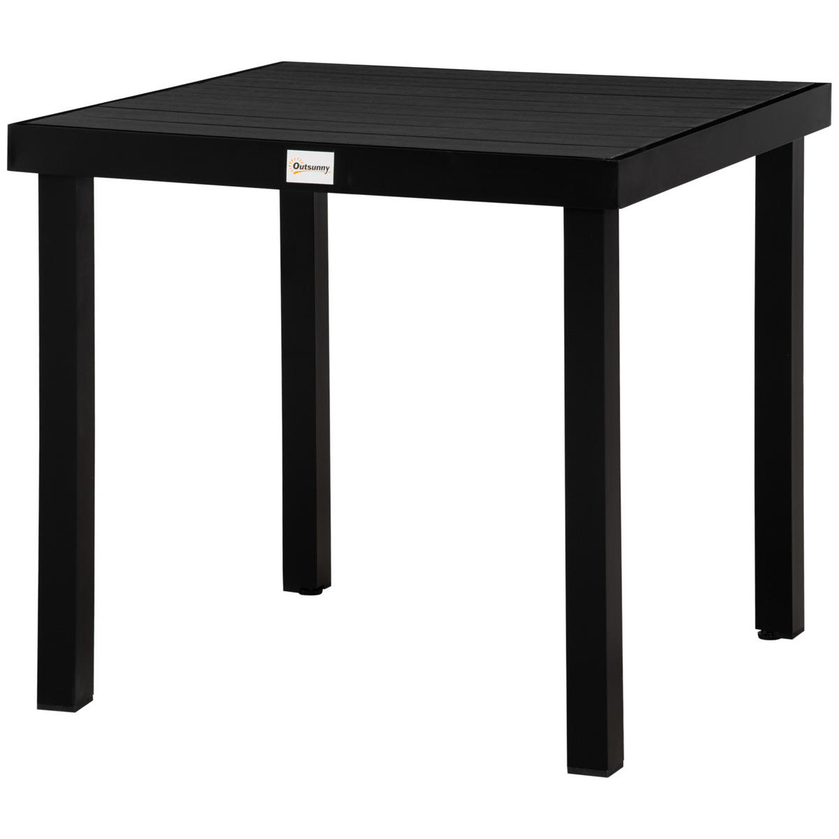 GARTENTISCH DE-07300 für 4 Personen, Holzoptik mit Aluminiumrahmen Schwarz - Schwarz, Kunststoff/Metall (78/78/74cm) - ComfortXL
