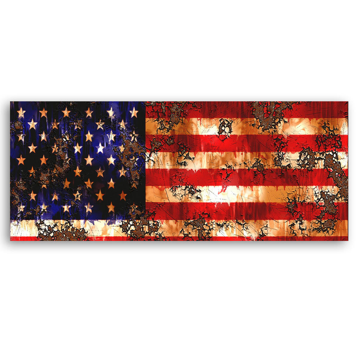 WANDBILD us flagge - Multicolor, Textil (90/30cm) - Feeby