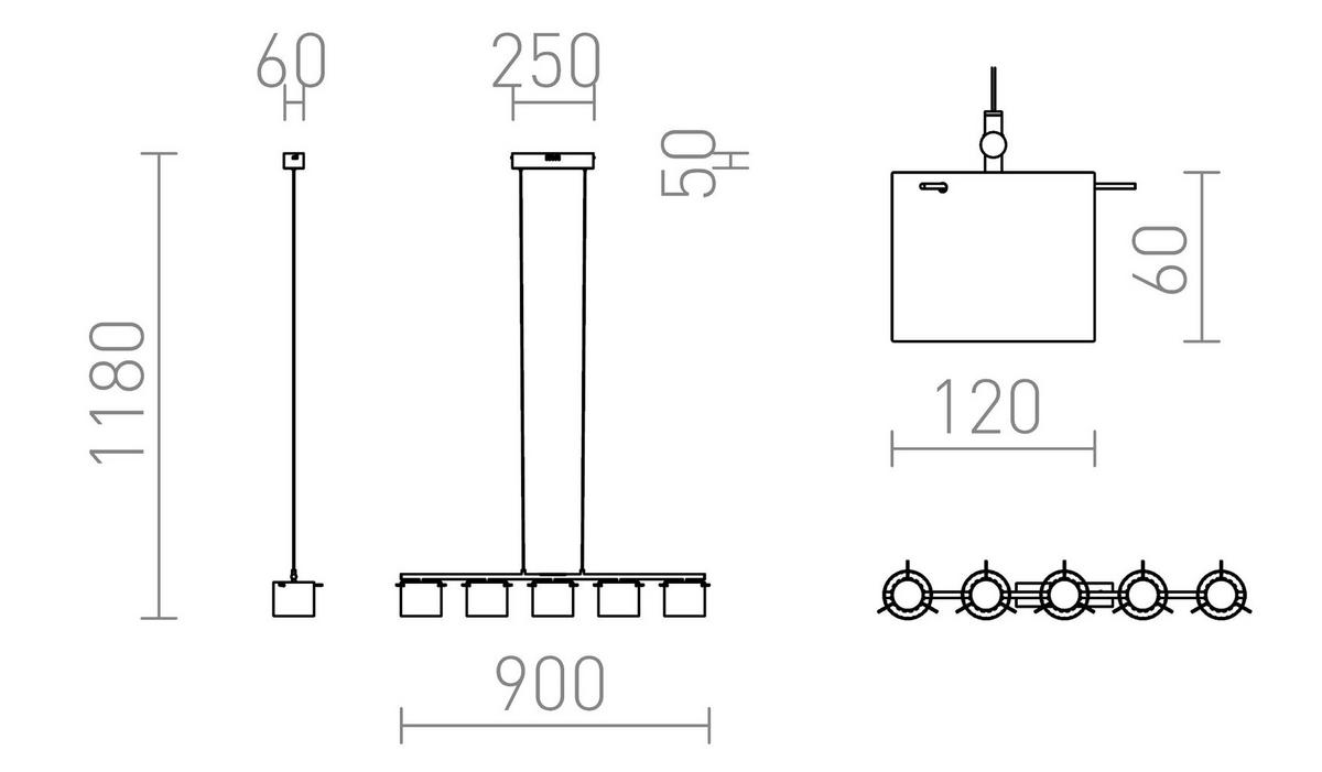 PENDELLEUCHTE ESTRA V Weiß 25 W - Weiß, Metall (30/30/120cm) - Rendl