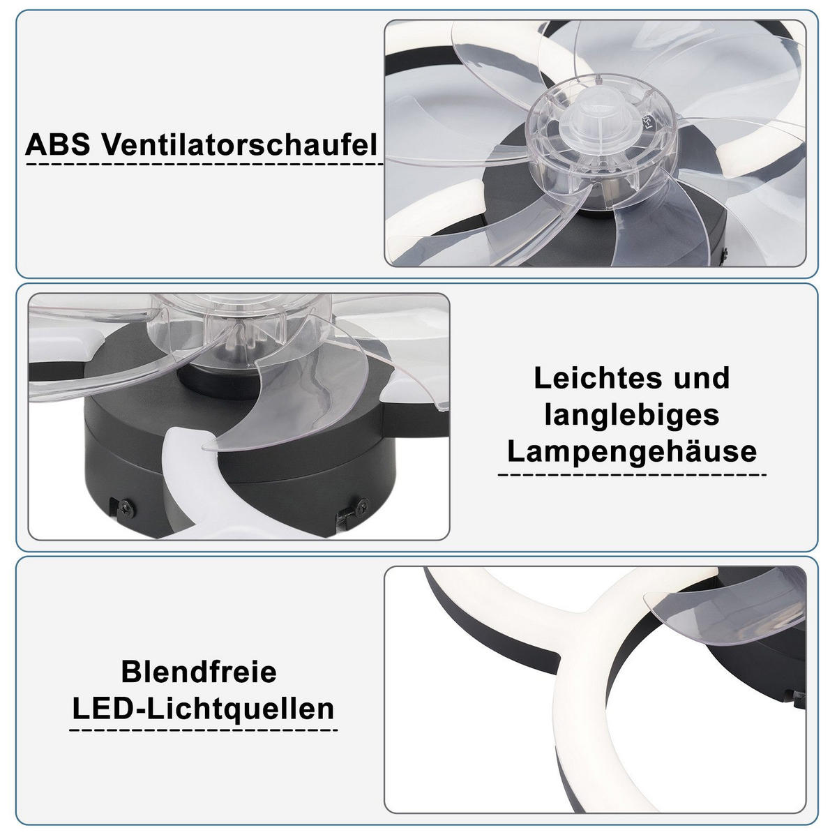 DECKENVENTILATOR BRIGITTE Ⅲ 50/2/14 cm - Schwarz, Kunststoff (50/50/14cm) - Nettlife