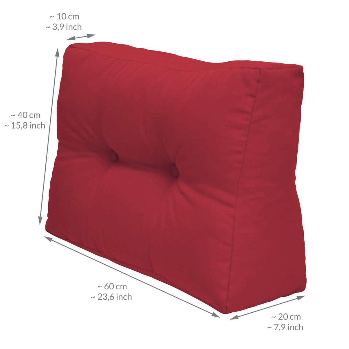 PALETTENKISSEN Eco Elements Rücken 60/40/20cm Rot (2tlg) - Rot, Textil (20/40/60cm) - Beautissu 