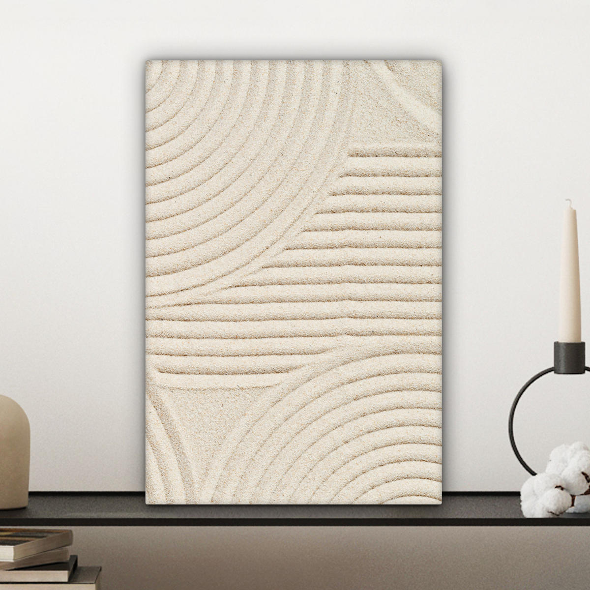 LEINWANDBILD Muster - Abstrakt - Weiß Deko Wohnzimmer 20x30 cm - Beige, Textil (20/30cm) - MuchoWow