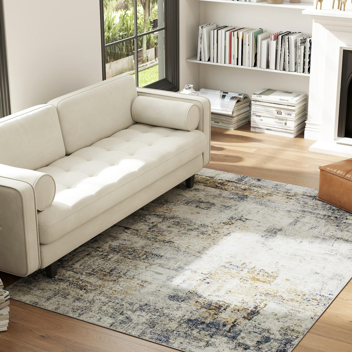 TEPPICH Polyester Grau - Grau, Textil (160/230cm) - HOMCOM