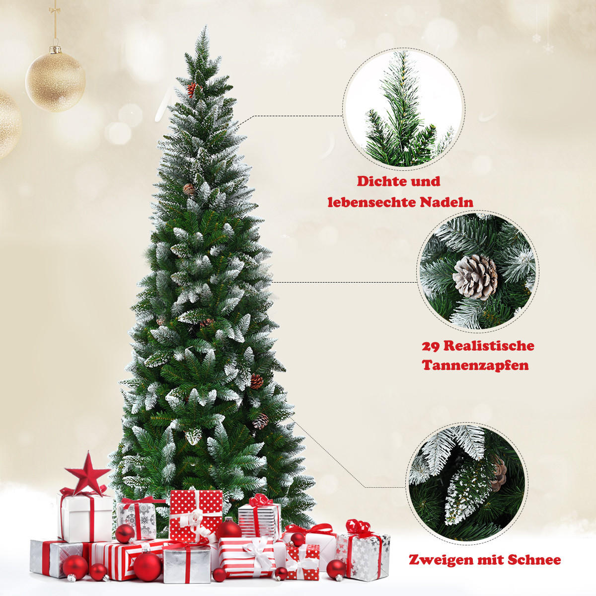 WEIHNACHTSBAUM 220cm Grün - Grün, Kunststoff (220cm) - COSTWAY