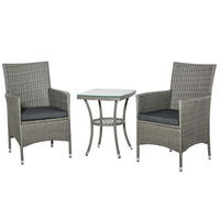 BISTRO set z ratanu 60x58,5x89,5 cm šedé s odkládacím stolkem, polstry - šedá, přírodní materiály - Modfu