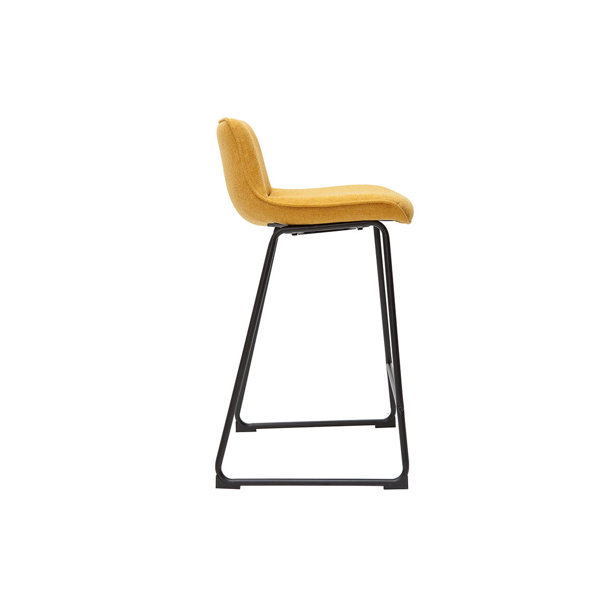 BARHOCKER Senfgelber Stoff Samteffekt Metall H65 cm 2er-Set BOOST - Gelb, Textil (45/82.5/49.5cm) - Miliboo