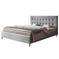 POLSTERBETT LUX Rio mit Kopfteil, 160 x 200 cm, Doppelbett mit Lattenrost aus Holz, Velourstoff Grau, Füße in Farbe: Braun - Grau, Holz/Textil (160/200cm) - Alpi-Möbel