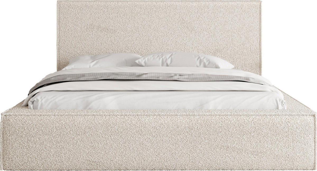 POLSTERBETT Terra mit Bettkasten, Beige Boucle 120x200 cm - Beige/Birkefarben, Holzwerkstoff/Kunststoff (120/200cm) - WFL GROUP